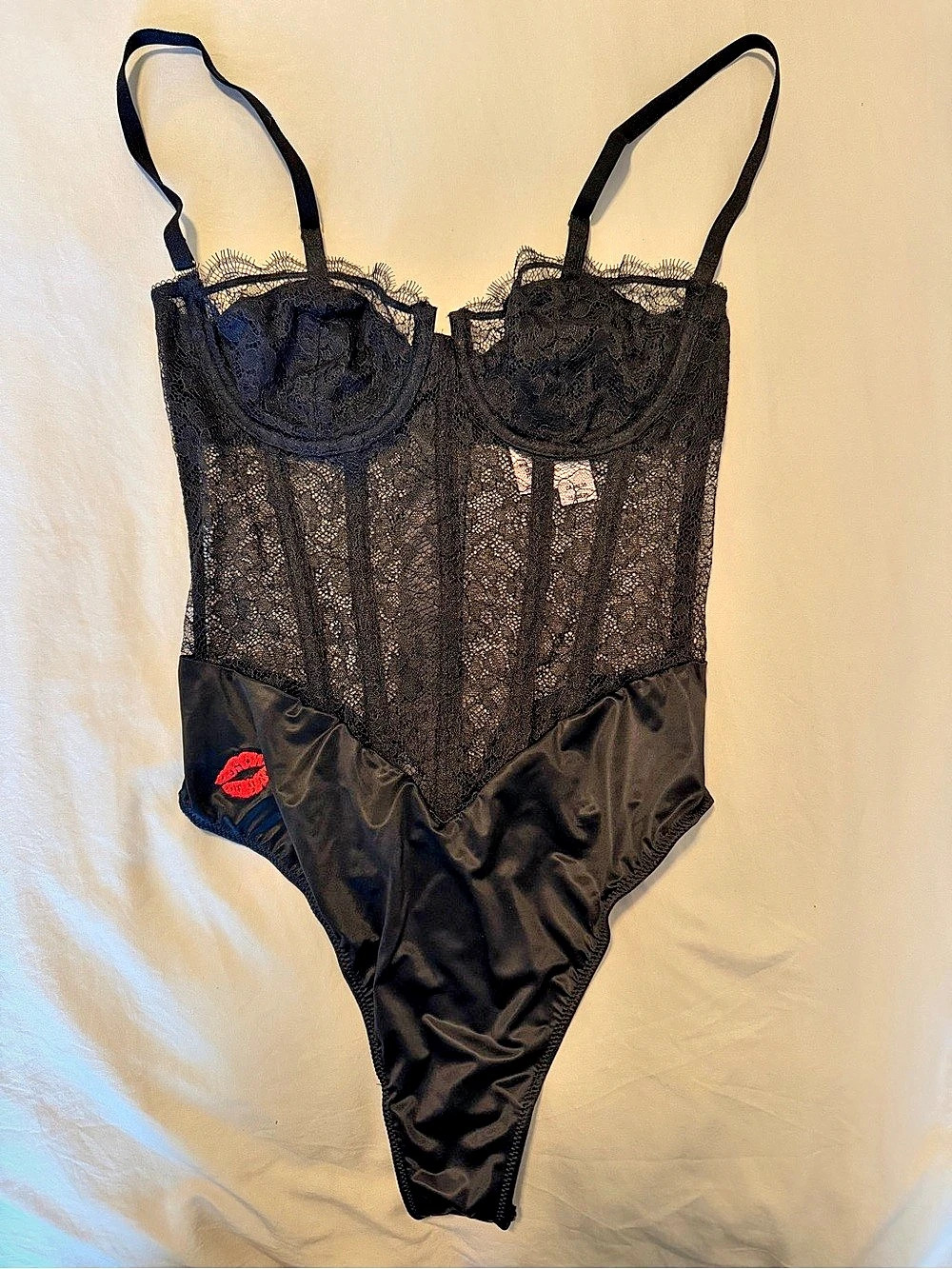 Victoria's Secret Tease Lace Strapless Corset Bodysuit Black size Small
